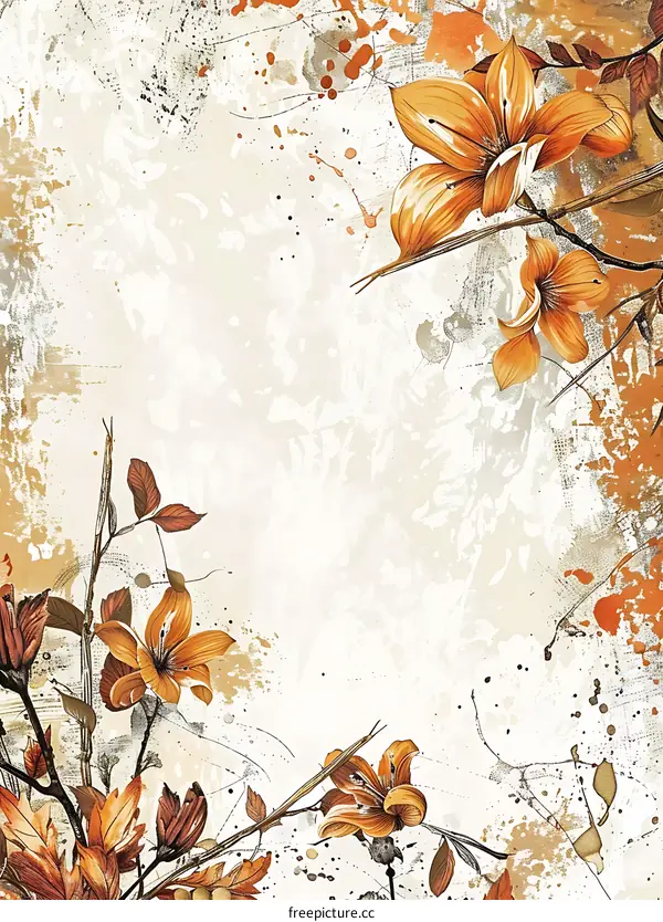 Abstract Orange Flowers with White Background