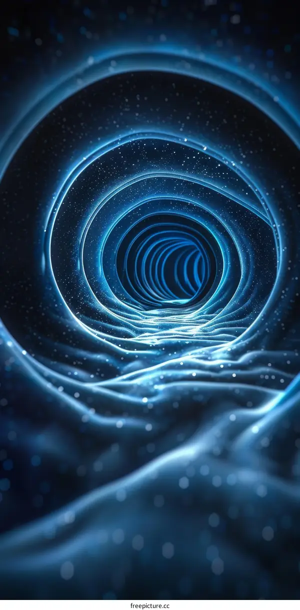 Blue and Black Abstract Digital Tunnel