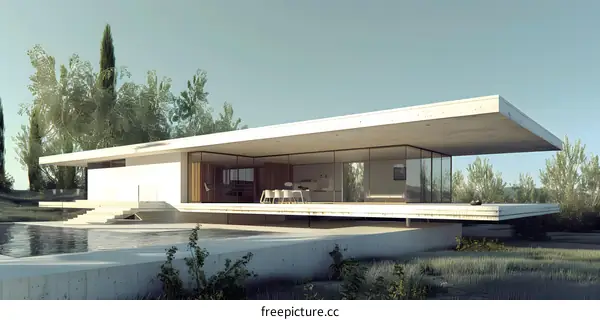 Modern Minimalist Home with Pool and Large Windows