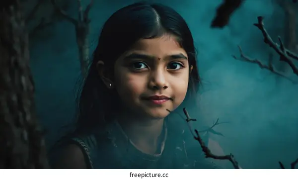 Portrait of a Girl in a Mystical Forest Scene