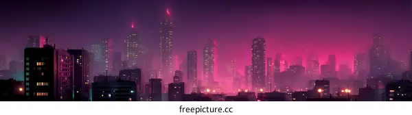 Night City Skyline with Neon Glow
