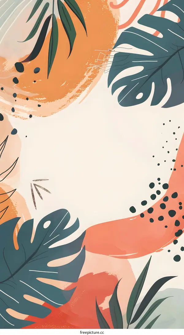 Abstract Tropical Leaves Background Illustration