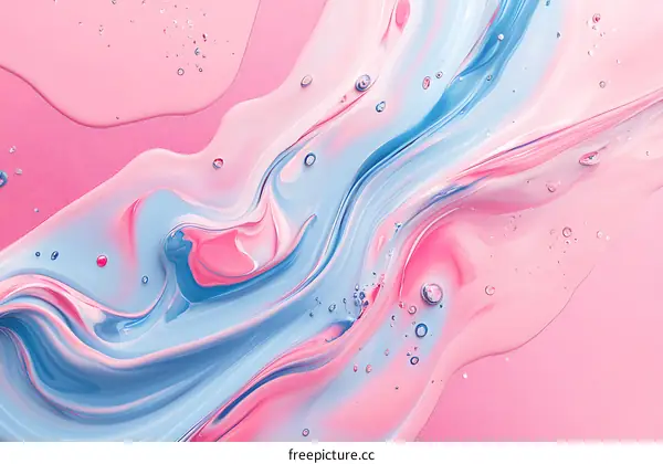 Abstract Swirling Pink and Blue Liquid