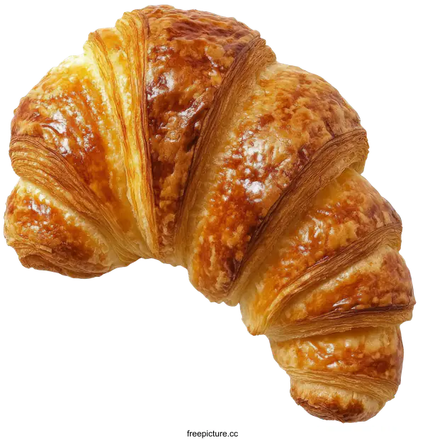 [Transparent Background PNG]Delicious Golden Croissant
