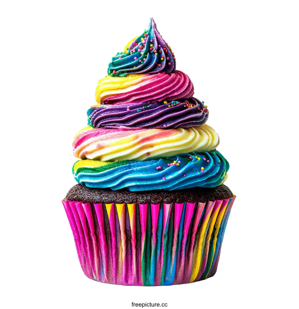 [Transparent Background PNG]Colorful Rainbow Unicorn Cupcake Dessert