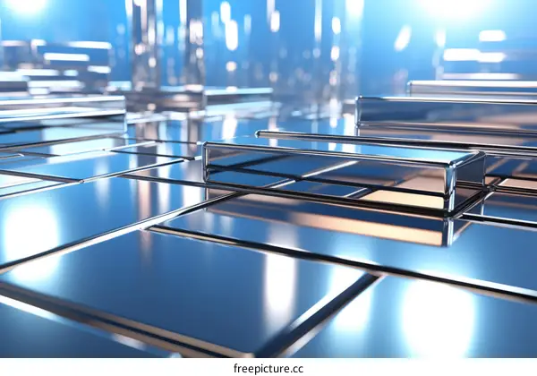 Metallic Cubes 3D Illustration: Blue and Gray