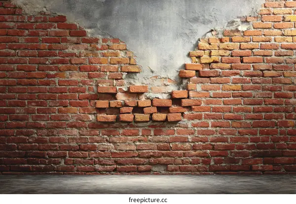 Old Brick Wall with Damaged Section