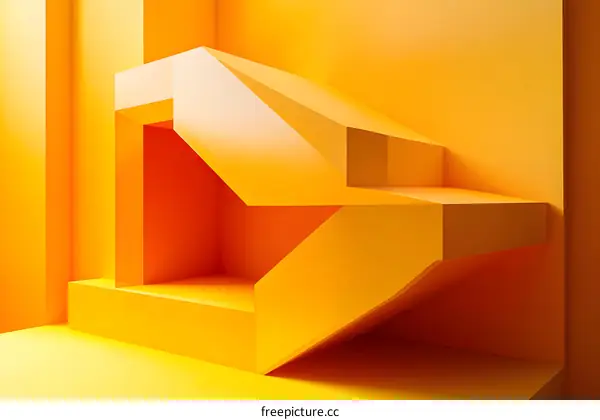 Abstract Yellow Geometric Shapes Minimalist Background