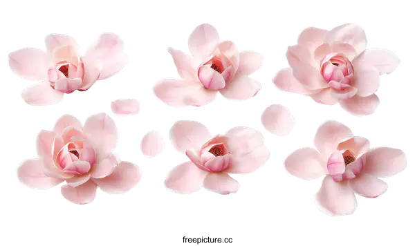 [Transparent Background PNG]Delicate Pink Magnolia Flowers Arrangement