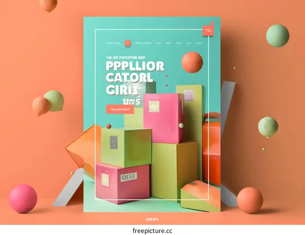 Abstract Colorful 3D Geometric Shapes Design