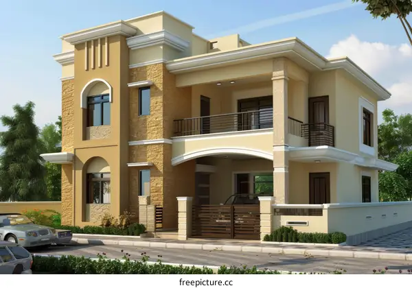 Beige Modern House Exterior Design