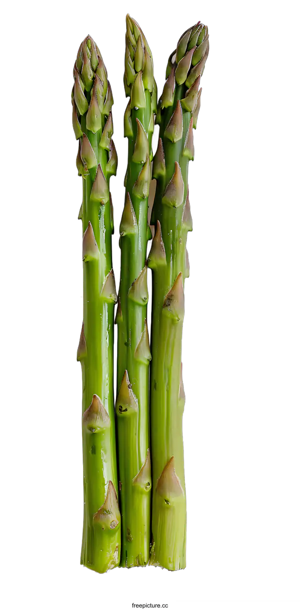 [Transparent Background PNG]Fresh Green Asparagus Spears on White Background