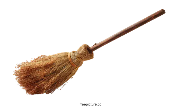 [Transparent Background PNG]Vintage Straw Broomstick on White Background