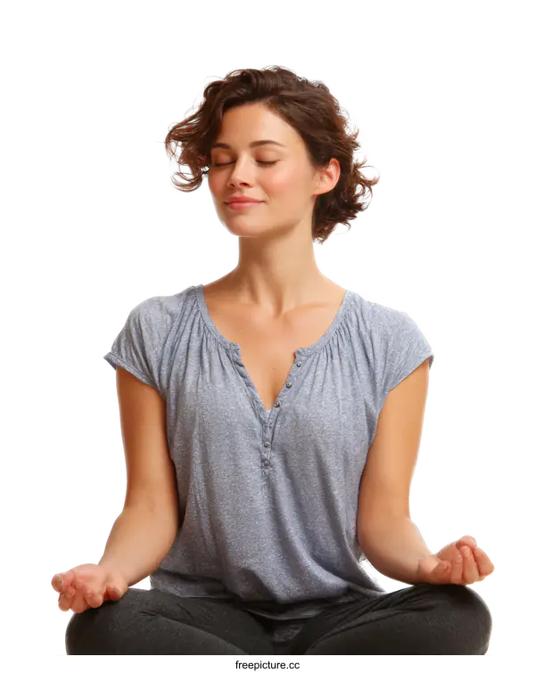 [Transparent Background PNG]Peaceful Woman in Meditation Pose
