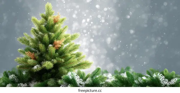Winter Christmas Tree with Snow