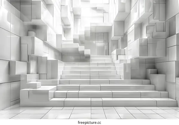 White Abstract Architectural Staircase Background