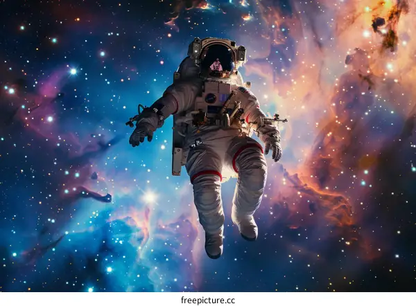 Astronaut Floating in the Vastness of Space
