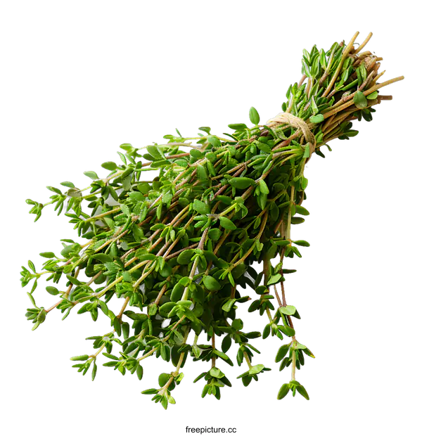 [Transparent Background PNG]Fresh thyme bunch on white background
