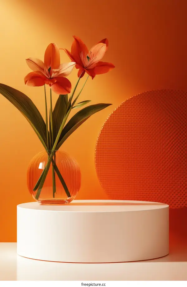 Orange Floral Still Life Display