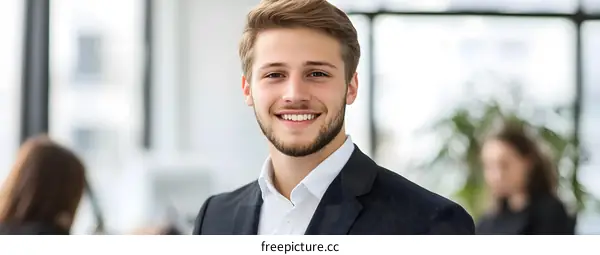 Smiling Caucasian Businessman in Office