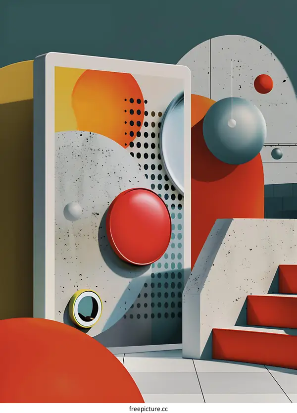 Abstract Geometric Shapes Illustration with Grey Background