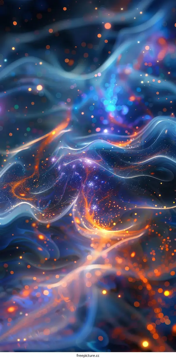 Vibrant Abstract Background with Glowing Particles and Stars