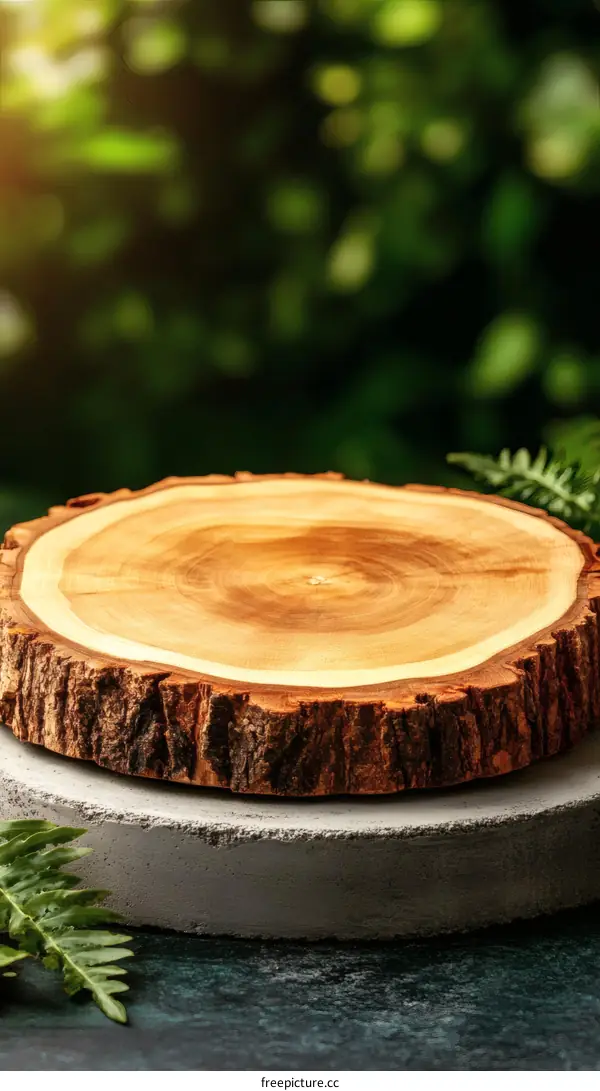 Wooden Slice Display Stand with Natural Background