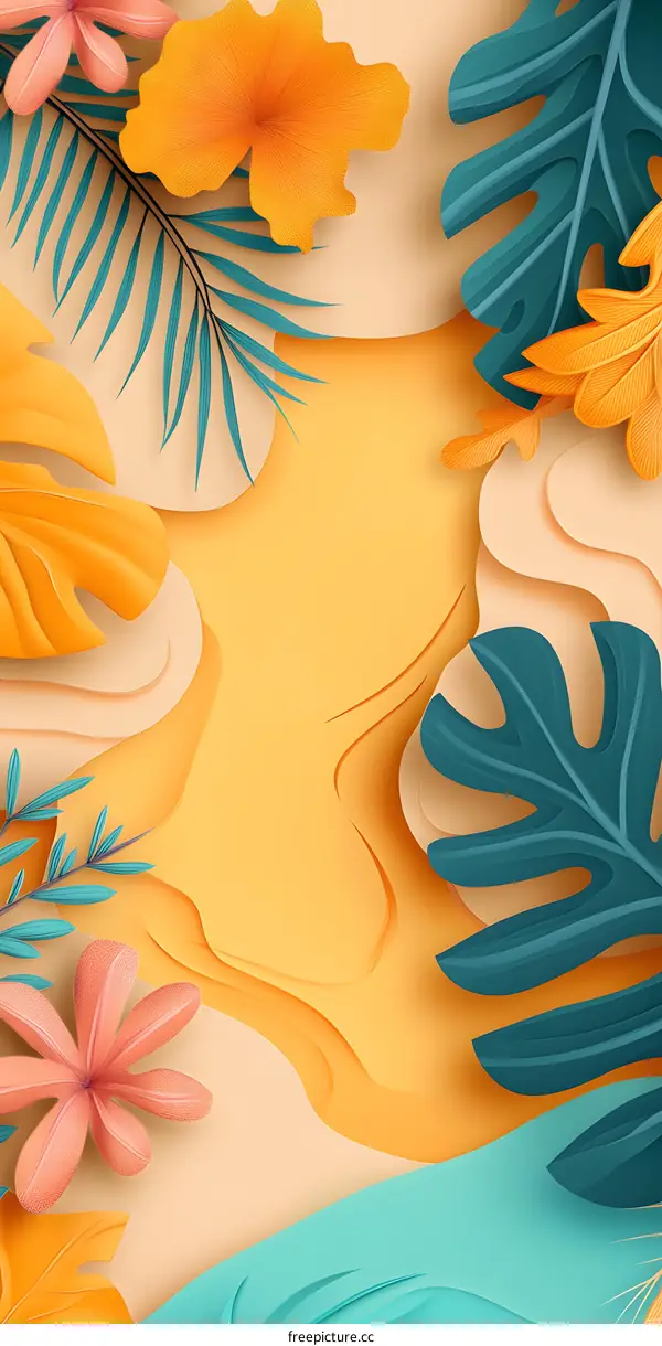 Tropical Leaves Paper Cutout Background
