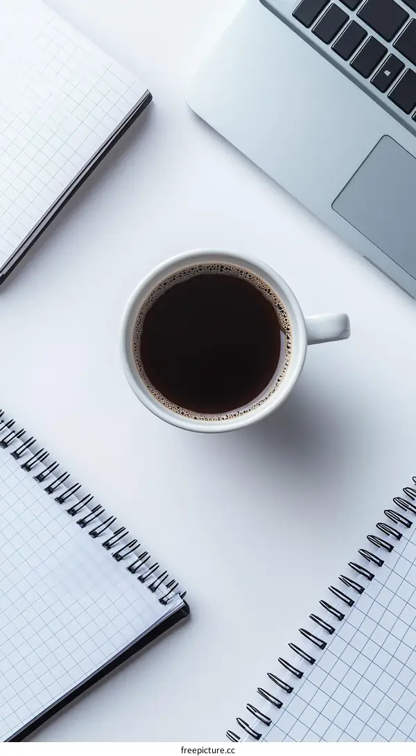 Simple Workspace with Coffee and Notebook