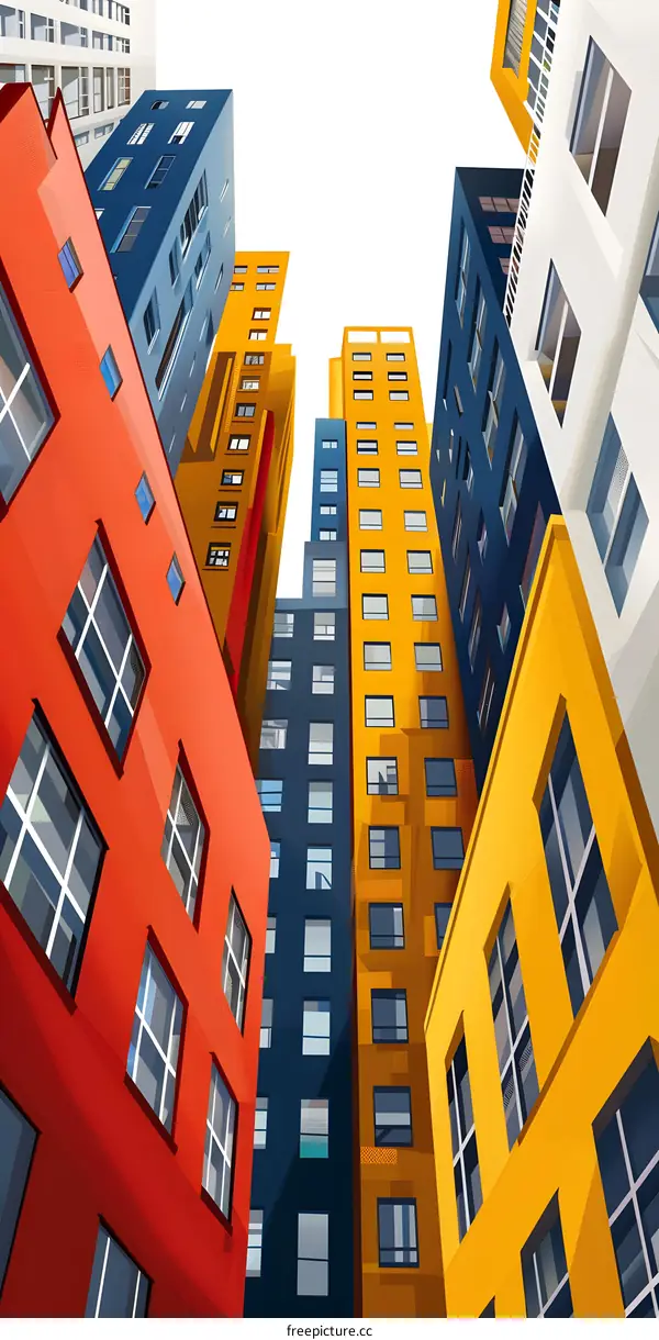 Colorful Buildings In Urban City