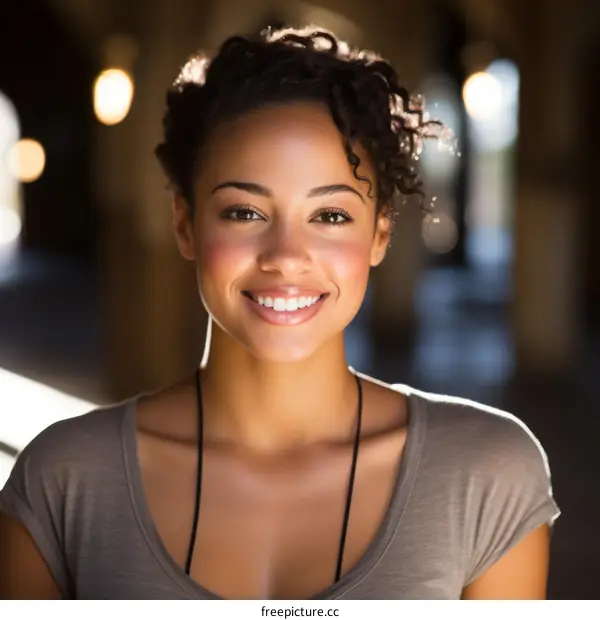 Portrait of a Beautiful African American Woman in a City Setting