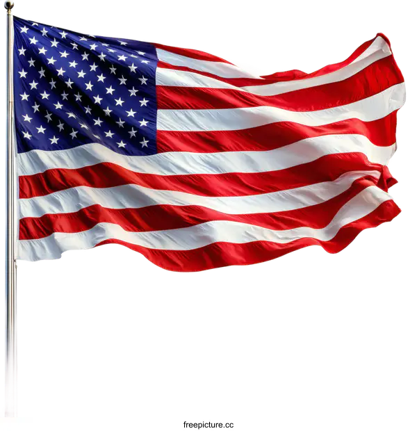 [Transparent Background PNG]American Flag Waving in the Wind