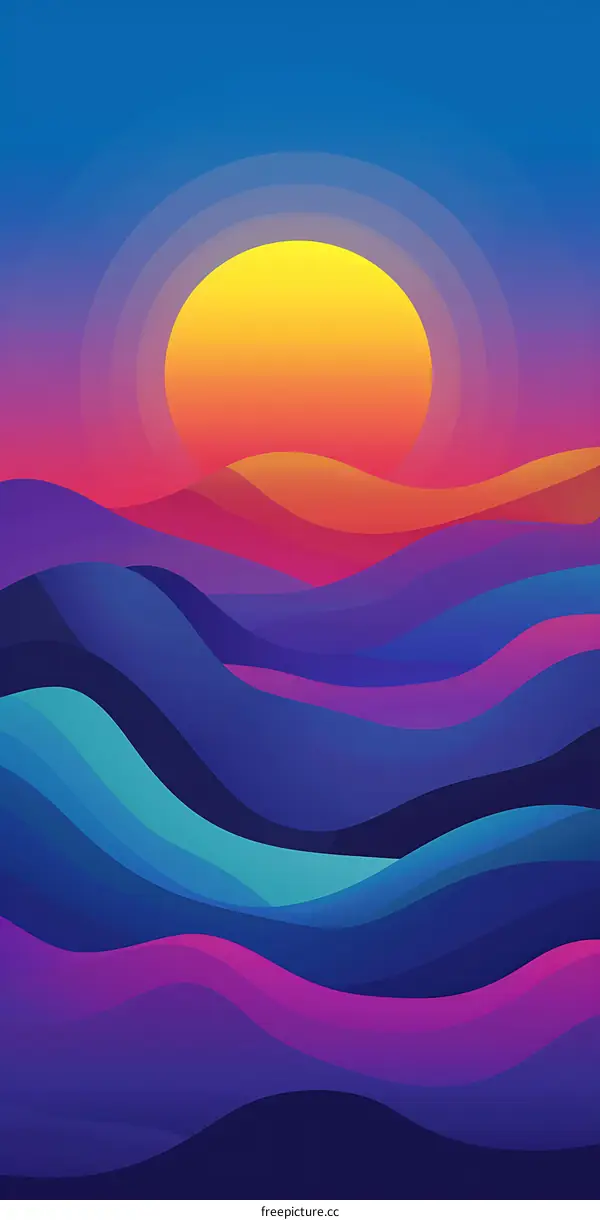 Abstract Sunset Mountain Landscape Digital Illustration
