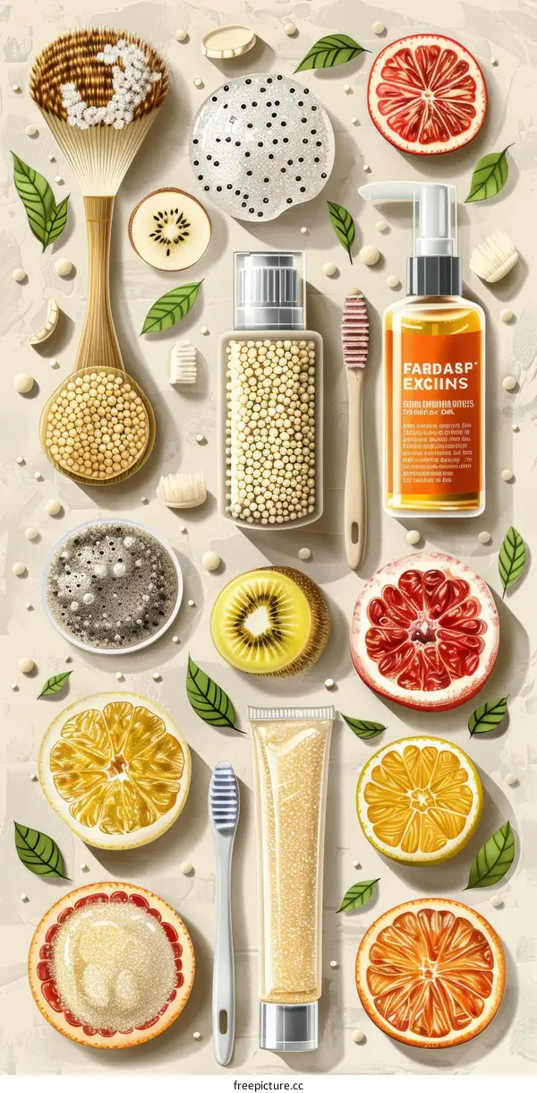 Grapefruit and Kiwi with Natural Skincare Products