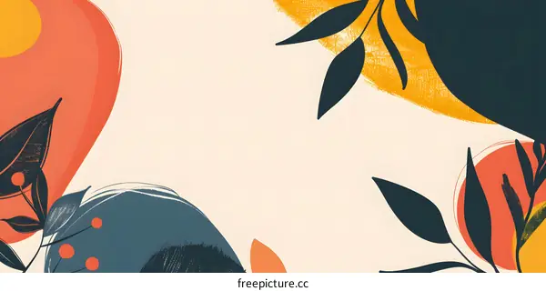 Abstract Modern Background with  Leaves and Shapes