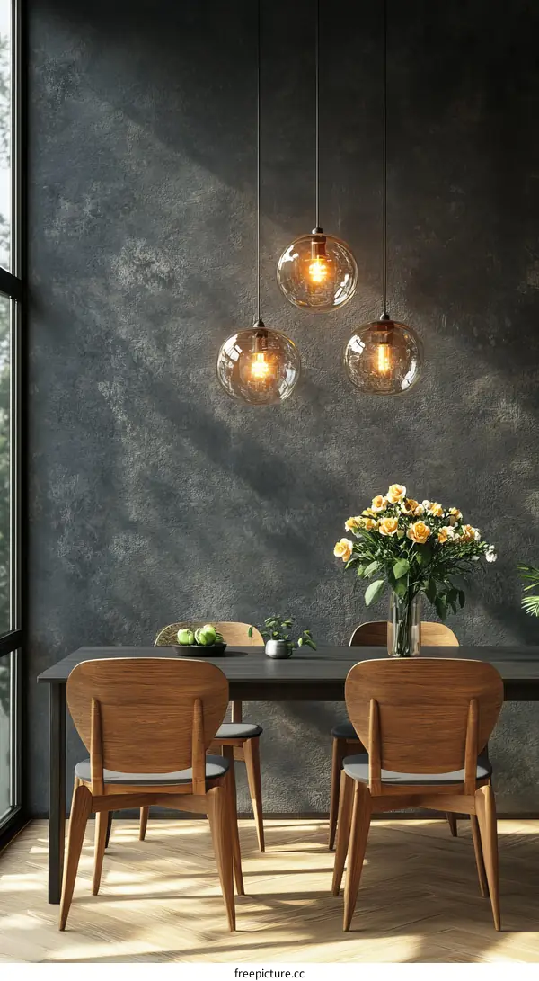 Modern Dining Room Interior Design with Pendant Lights