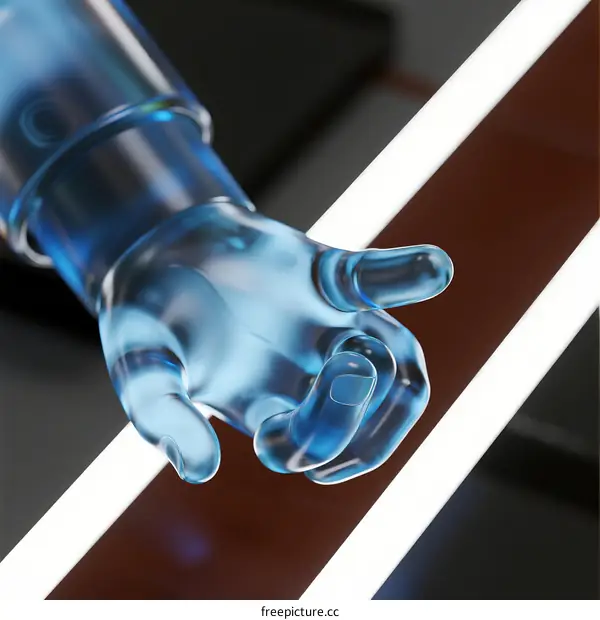 Transparent Robotic Hand with Illuminated Background and Smooth Design