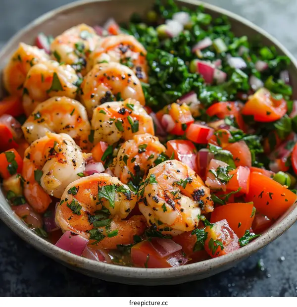 Appetizer with Shrimp and Tomato Salsa