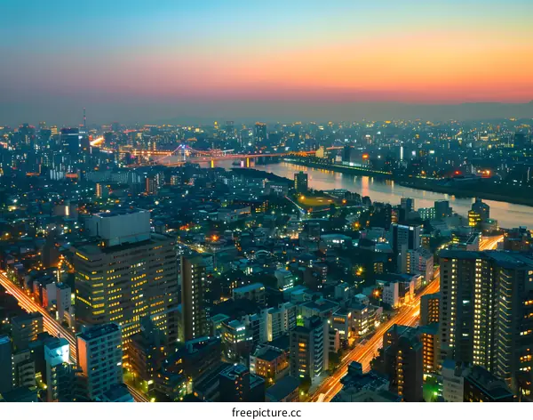 Osaka Cityscape at Twilight