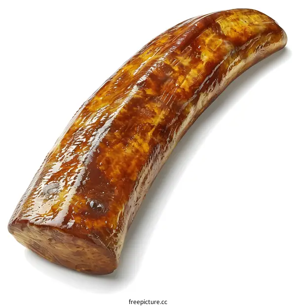 Smoked banana against white background