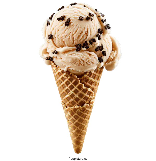 [Transparent Background PNG]Delicious Vanilla Ice Cream in Waffle Cone