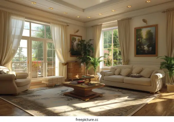 Spacious and Bright Living Room with Bay Window
