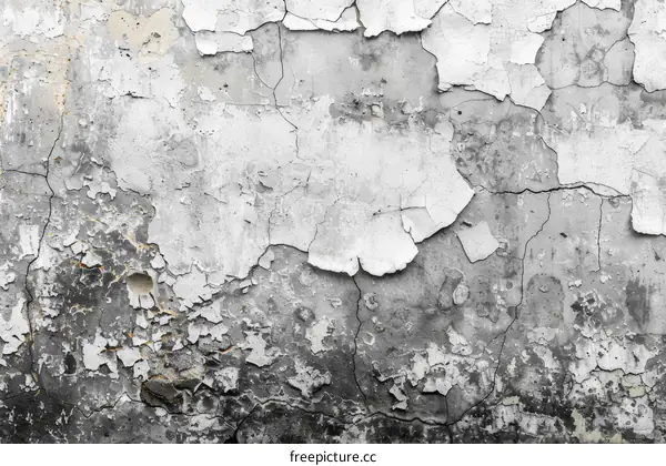 Weathered White and Gray Cracked Concrete Wall Texture