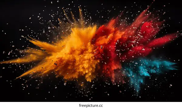 Colorful powder explosion on black background