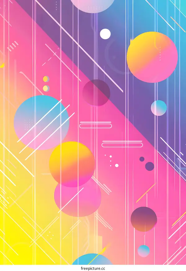 Abstract Geometric Background With Pink Yellow And Blue Gradient Colors