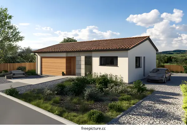 Modern House Design with Garage and Front Yard