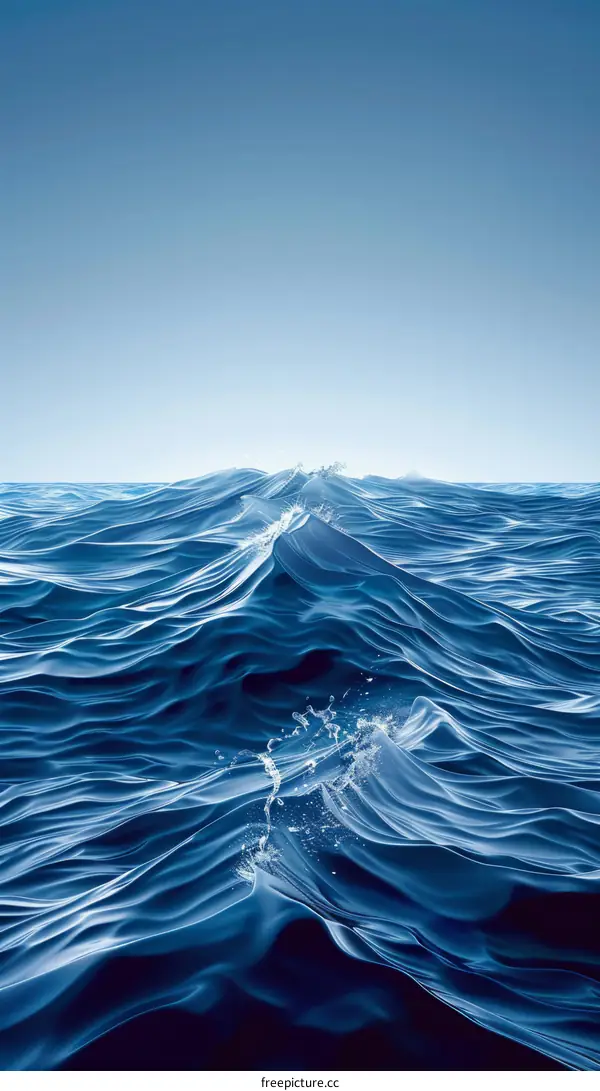 Deep blue ocean with big waves