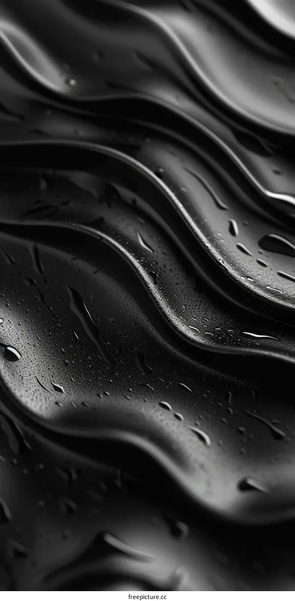 Black and white abstract waves with water droplets