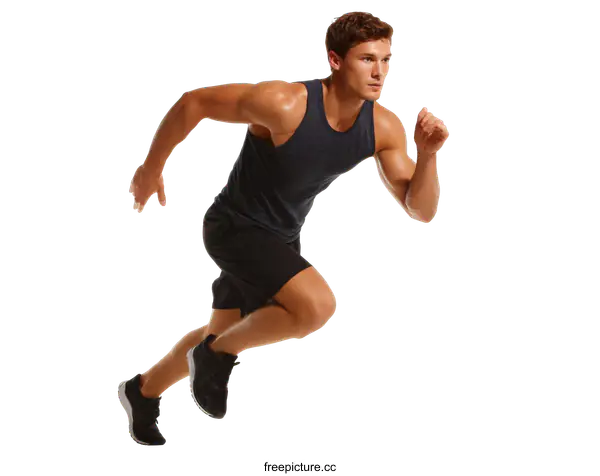 [Transparent Background PNG]Male Caucasian Athlete in Running Pose