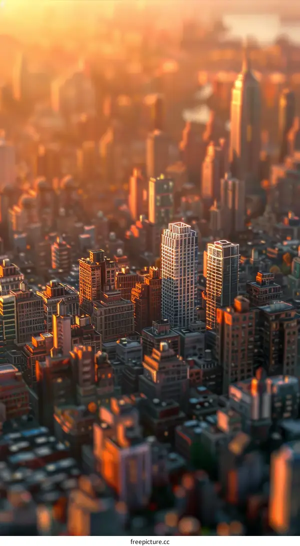 Cityscape Illustration at Sunset